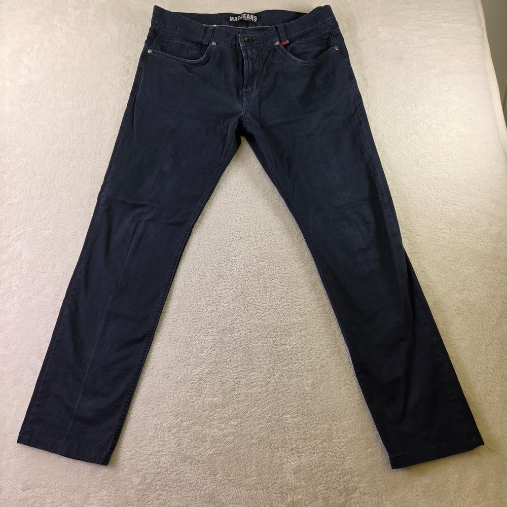 MAC Jeans Mens Dark Navy Blue Straight Leg Denim Pants 34x32 Business Casual